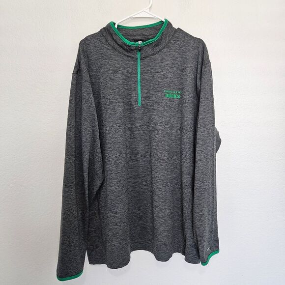 Colosseum Oregon Ducks Heathered Quarter Zip Long Sleeve Pullover, Mens XXL - Picture 2 of 8